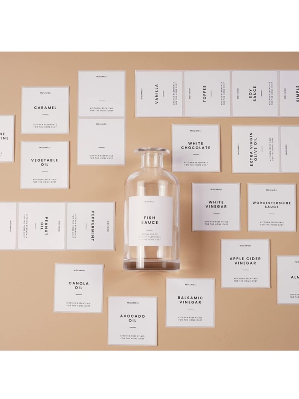 Minimalist Labels, Pantry, Organization, Oil, Cooking Sauce, etc. for Kitchen